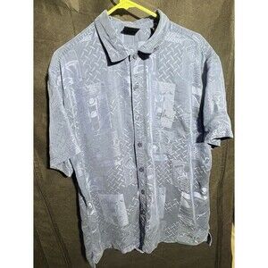 Harley-Davidson Hawaiian/Camp Style Shirt Mens L Blue Motorcycle Parts Pattern